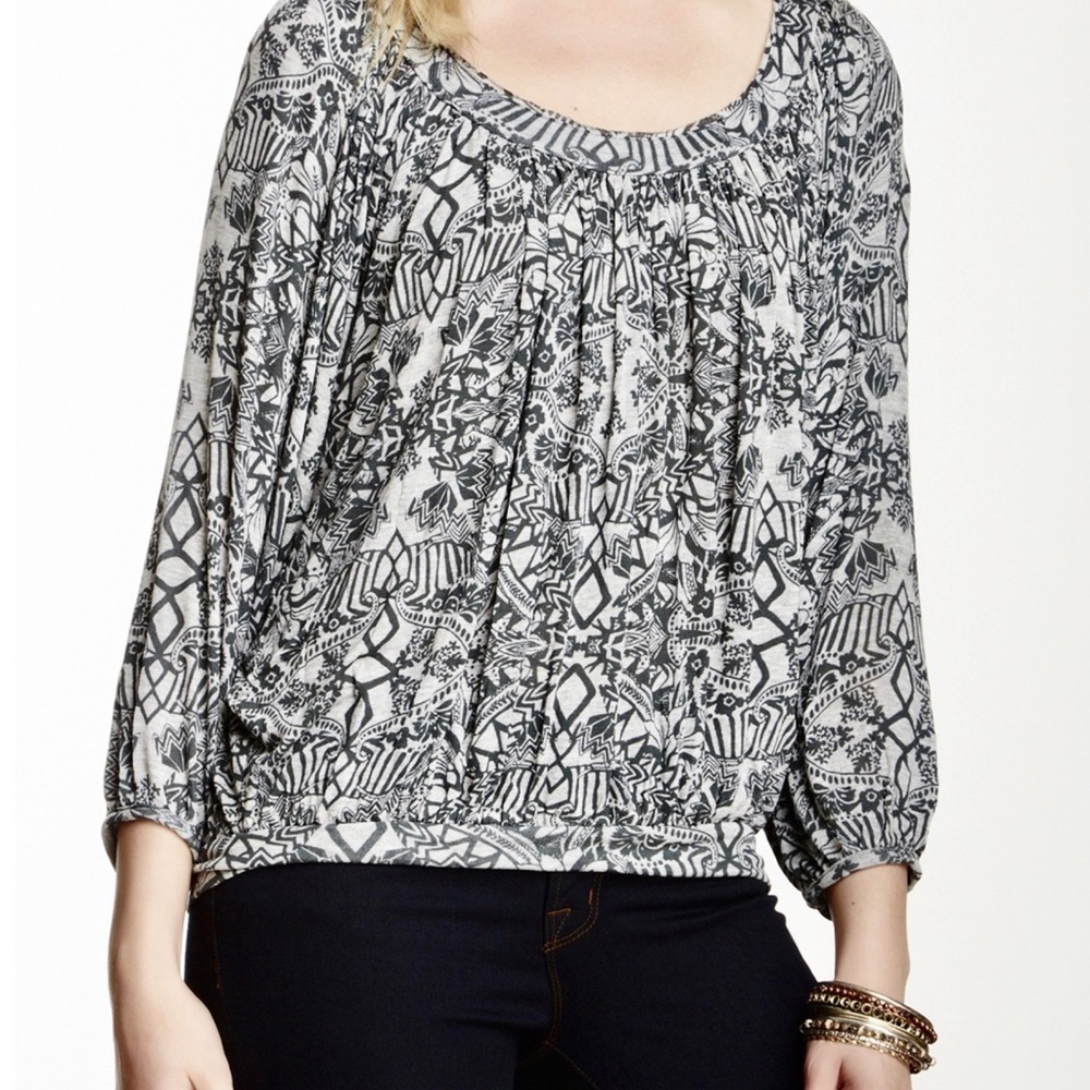 Free People tribal print banded tunic top
